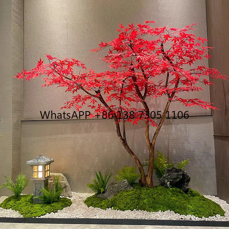 

Simulation maple tree red maple tree hotel green plant fake tree indoor and outdoor floor simple decoration landscaping