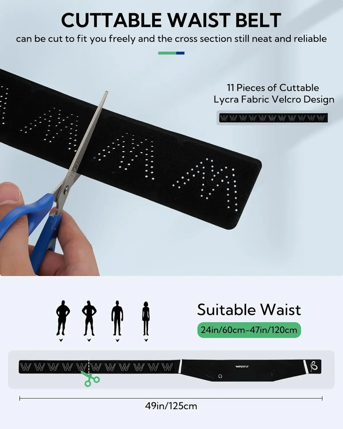 Picture 4: WATERFLY Running Belt Fanny Pack: Slim Waist Bag for Men Women, Workout Fitness Phone Holder for Exercise Marathon Jogging-Black