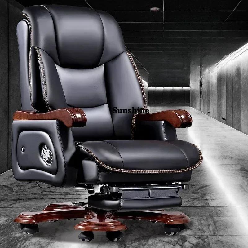 Chinese Boss Chair Business leather CEO Office chair with massage pedal, lie down,ergonomics  FT - view 6