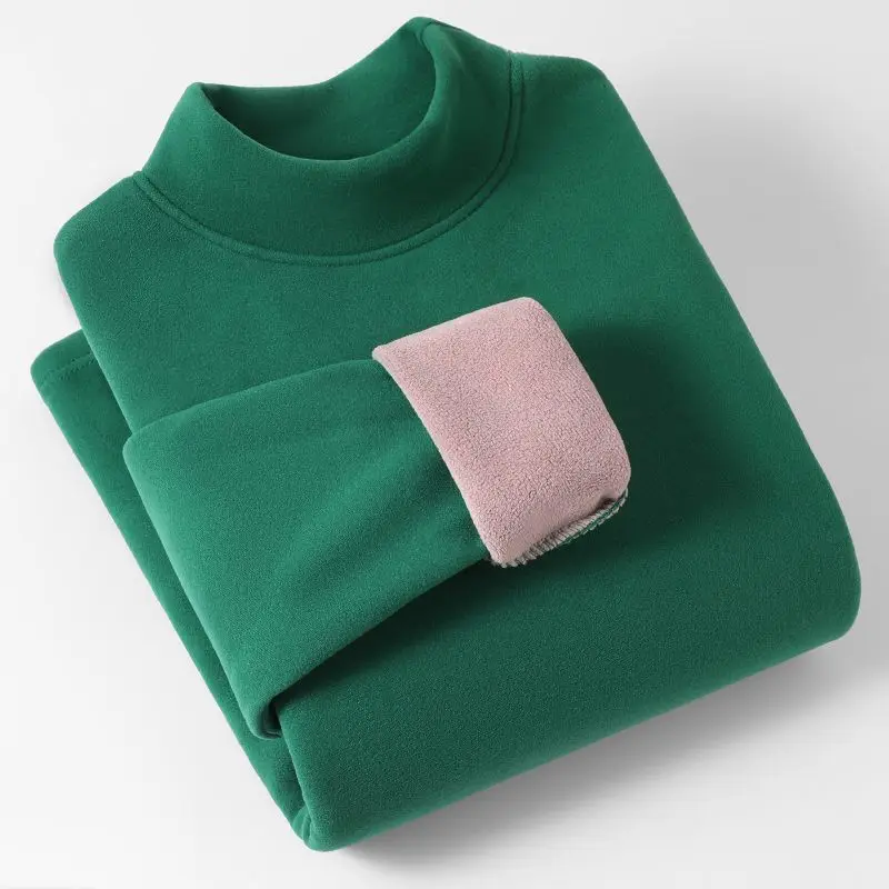 

Новая стильная нижняя рубашка для женщин на осень и зиму, бархатный высококачественный утолщенный зимний топ с воротником до половины высоты