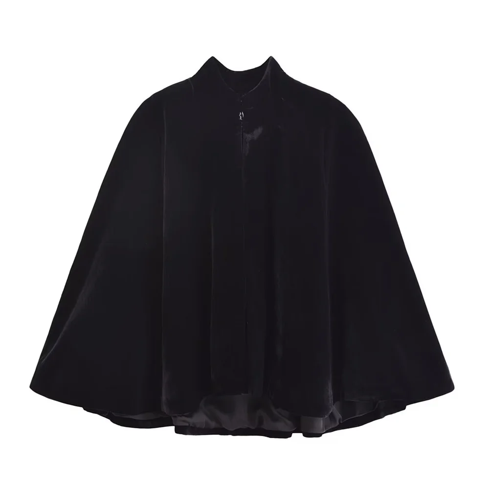 UNIZERA loose new Chinese style stand up collar velvet cape jacket for women's new autumn and winter collection