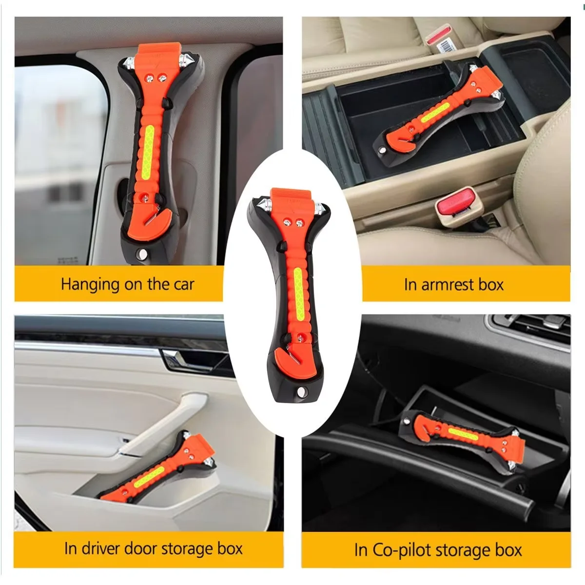 2PCS Survival Safety Hammer Camping Driving Car Seat Belt Cutter 2-in-1 Emergency Break Window Glass Punch Life Rescue Tools