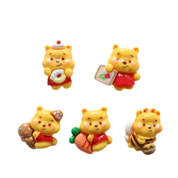 5 Stuks Schattige Winnie Serie Cartoon Hars Flakback Cabochons Diy Ambachten Materialen Sieraden Maken Charmes