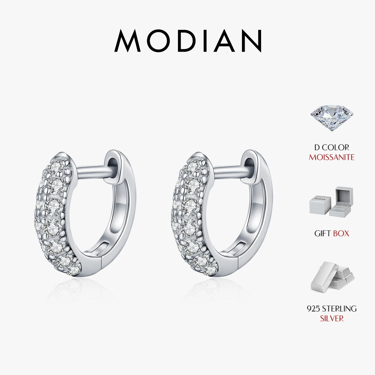 MODIAN D Farbe Funkelnde Moissanit Kreis Ohr Schnalle 925 Sterling Silber Klassische Dating Creolen Für Frauen Edlen Schmuck