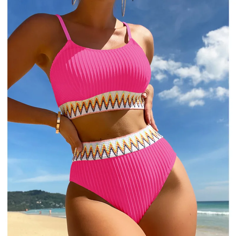 Sexy High Waist Bikinis 2024 Swimsuits Women\'s Swimwear Push Up Female Beach Swimming Wear Bathing Suits Bikini Set Pool Bather