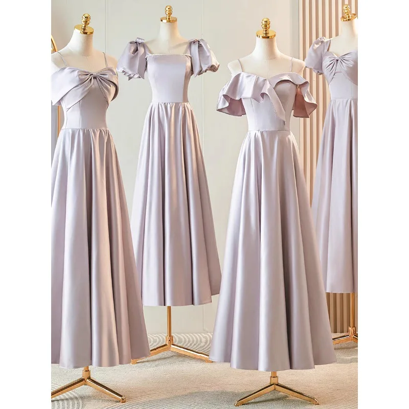 Purple Bridesmaid Dress 2026 New Graduation Niche High-end Satin Evening Dress Long Skirt Can Be Worn on A Customized Basis view 6