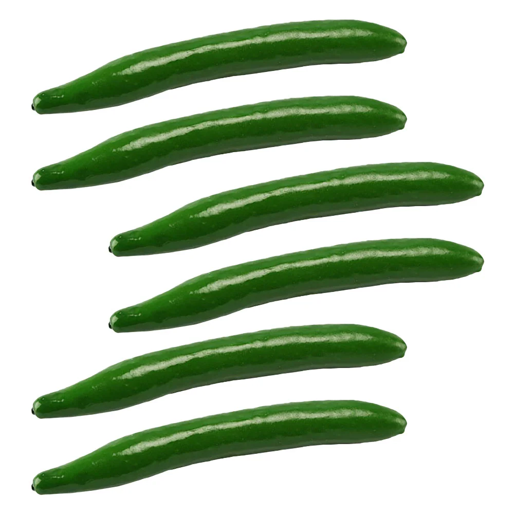 6 Pcs Simulation Cucumber Model Models Kitchen Decor Fake Realistic Vegetable Foam Adorable Cucumbers