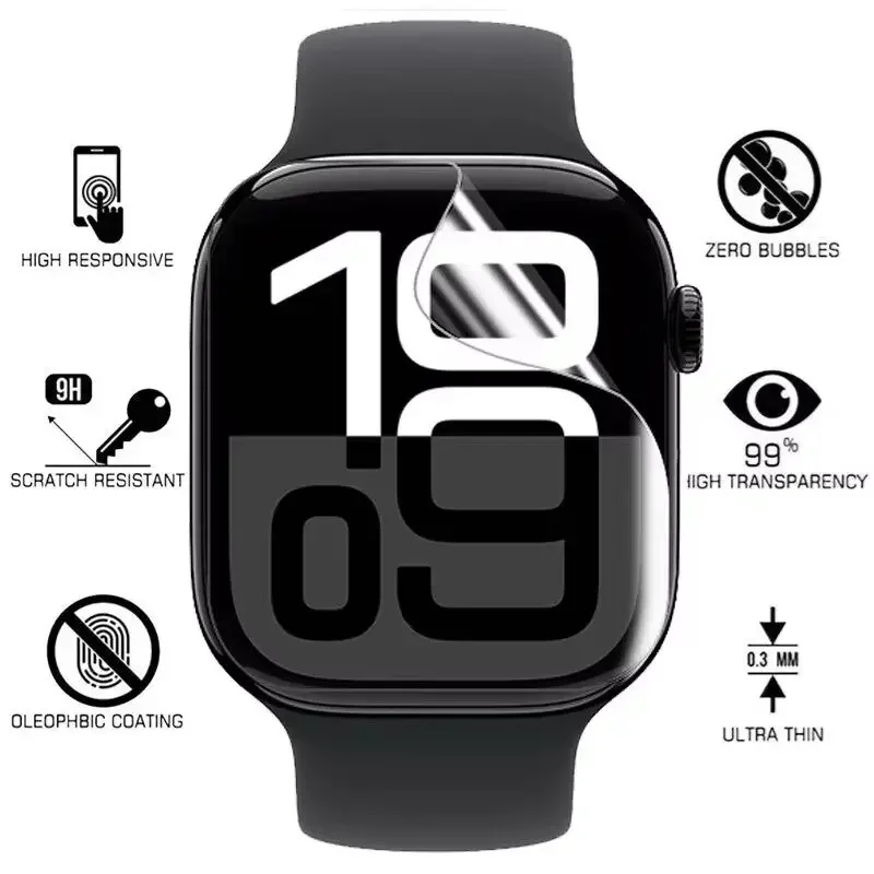 Screen Glass Protector Film For Apple Watch 10 46mm 42mm Ultra 2 49mm Soft Full Cover Film iWatch 9 8 7 6 5 45mm 41mm 44mm 40mm image 4