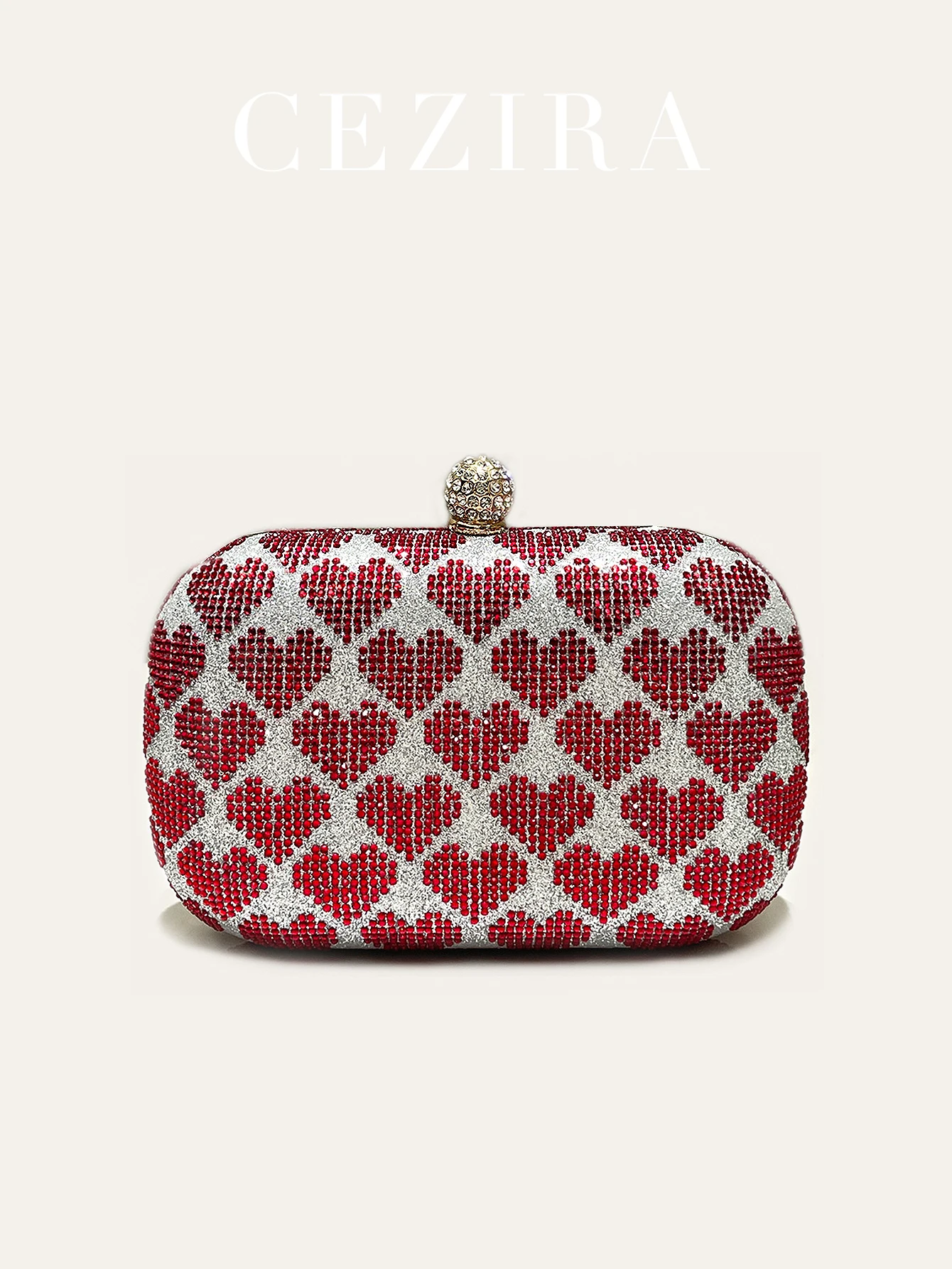 

CR женский элегантный роскошный клатч со стразами и сердечками, металлический каркас, вечерняя сумка, длинная цепочка, кошелек, вечерние, ужин, свадьба