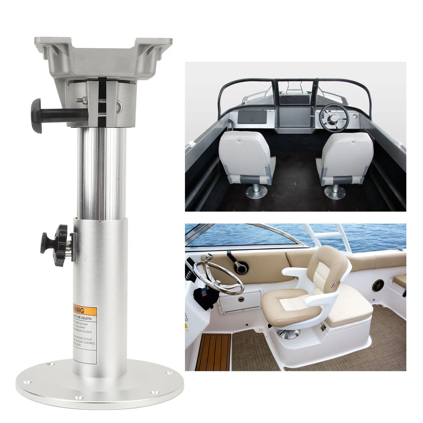 Boat Seat Pedestal Aluminum Alloy 360 Degree Swivel 335 to 490mm Adjustable Height Pedestal for RV Yacht Marine