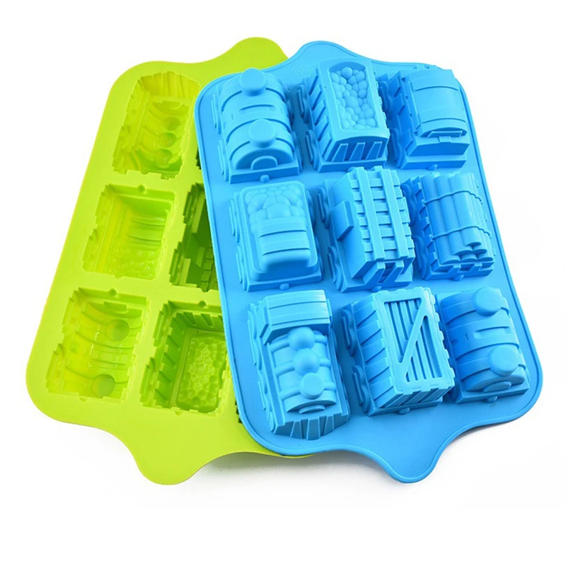 High Quality 353g Train shape Silicone Cake Mold Locomotive Mould DIY Fondant Child Birthday Chocolate Bakeware Tools M736