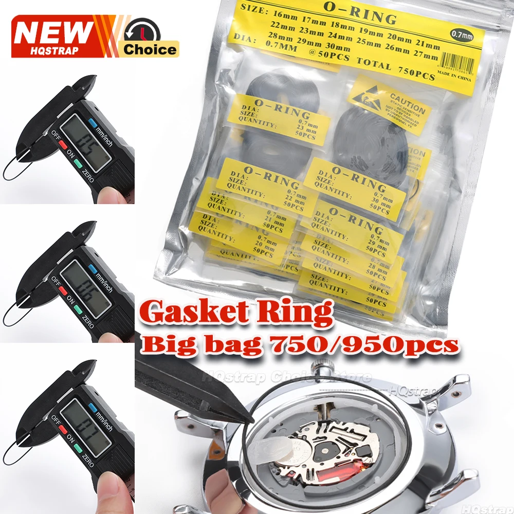 750/960pcs 1set Rubber O-Ring Waterproof Watch Back Cover Gasket Washers 12-30mm 0.5mm 0.6mm 0.7mm Thickness Watch Repair Tool