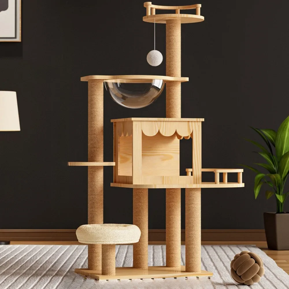 Multilayer Cat Tree with Cats Nest Wear Resistant Cat Scratch Board Space Capsule Large Cat Tower Kitty Play Cat Tree House Bugs