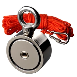 140KG Double Side Permanent Neodymium NdFeB Magnetic Sea Fishing Equipments Holder Fishing Salvage Magnets Rope Gift craft