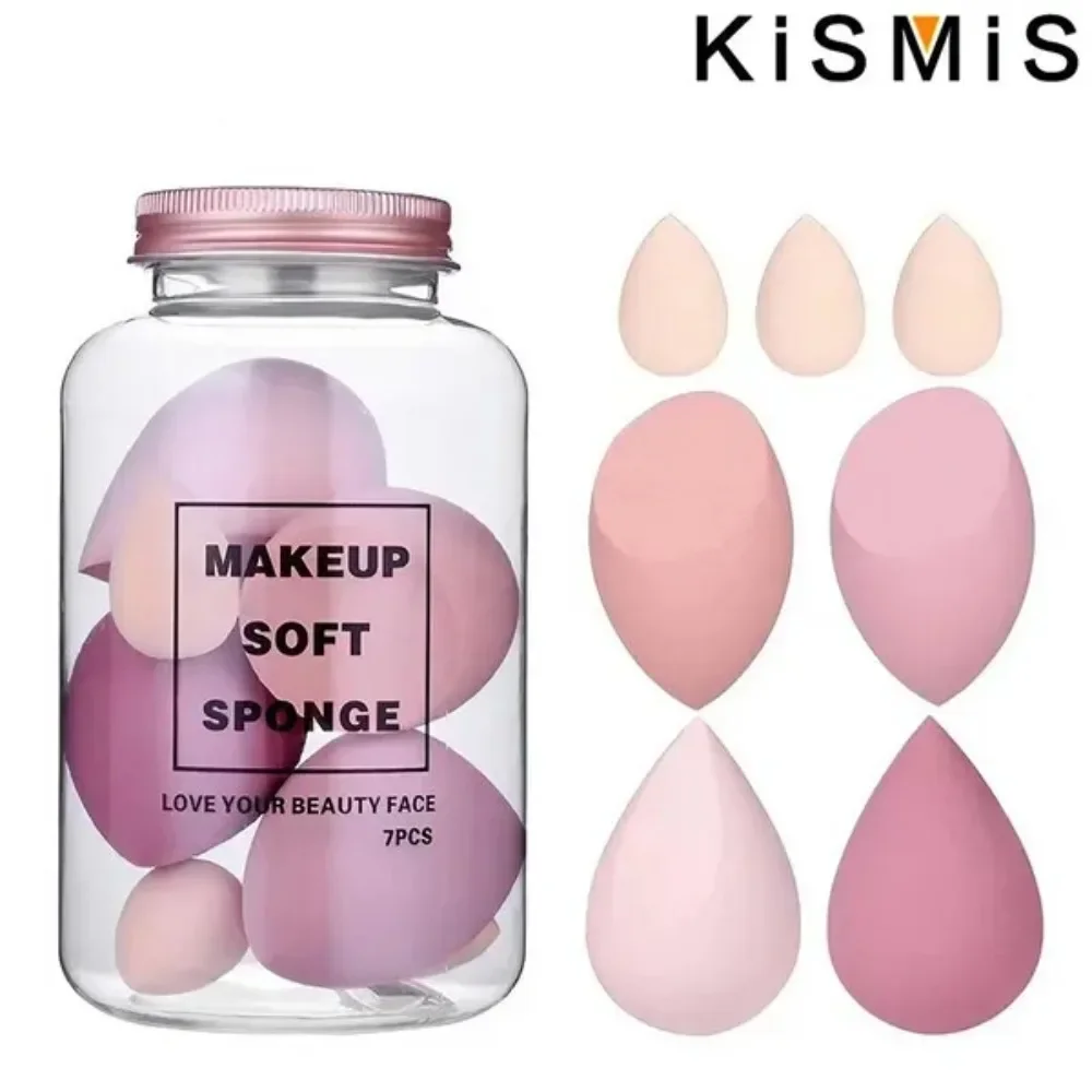 KISMIS 7Pcs/Set Soft Wet and Dry Use Makeup Sponge Set Cosmetic Puff Makeup Sponge Foundation Powder Sponge Beauty Tool