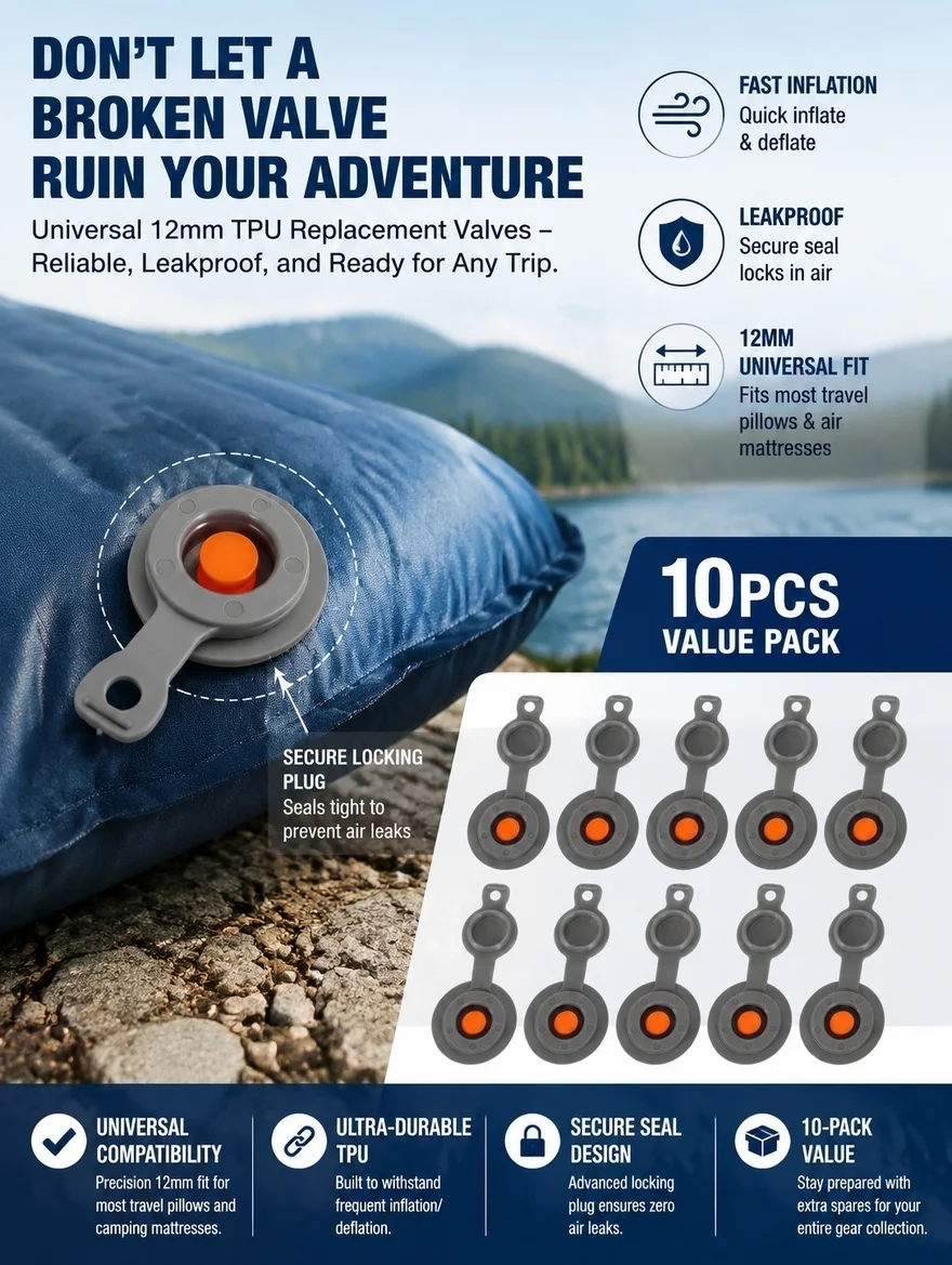 10Pcs Inflatable Valve Needle Tpu Air Pillow Repair Valve Secure Seal Plug Replacement Camping Cushion Air Mattress Accessories