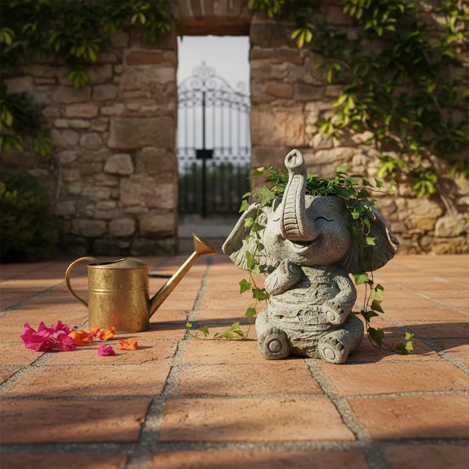 

Gray Elephant Planter Resin Material Elephant Planter Outdoor Decor for Garden, Patio