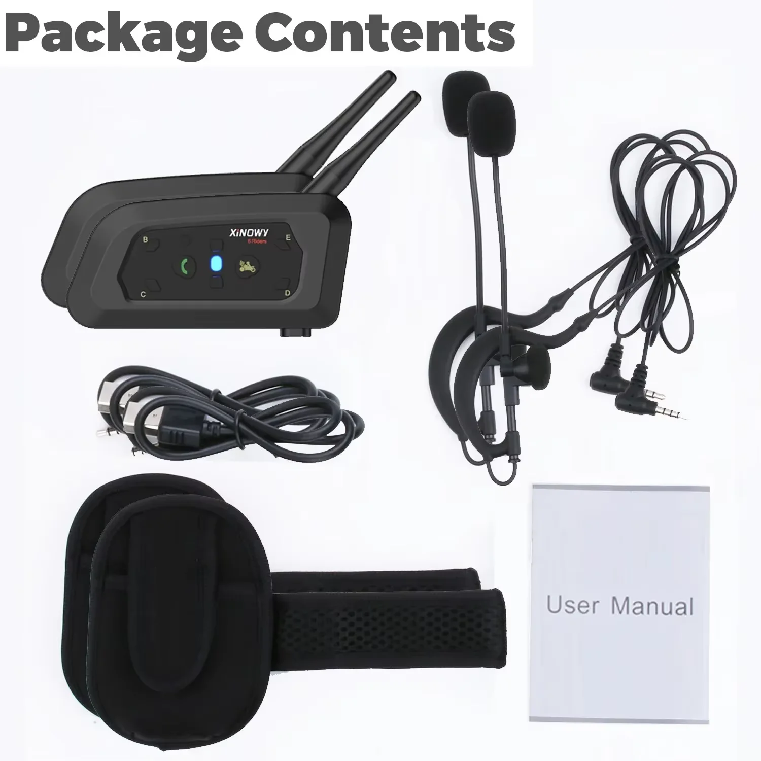 Xinowy V6c Pro Full Duplex 1200M Voetbal 2 Scheidsrechter Arbitrage Oorhaak Bluetooth Intercom Monaural Oortelefoon Headset Hoofdtelefoon