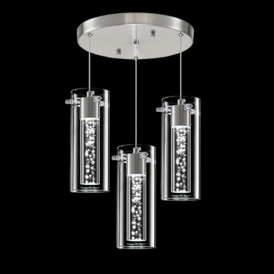 

Pendant Lights Kitchen Island 3-Light Brushed Nickel Pendant Light Fixtures Cluster Kitchen Island Lights LED 6000K Pendant Lig