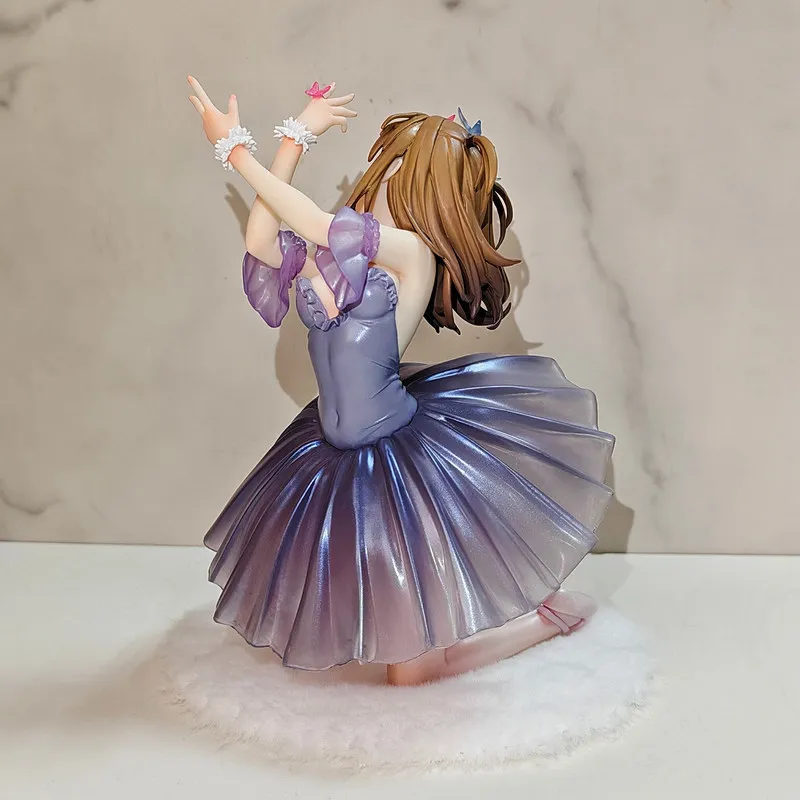 【Nuevo】Figura de Bailarina de Anime, Vestido de Gala con Degradado Morado, Decoración de Cabello con Flores Rosas, Adorno Decorativo, Regalo Coleccionable