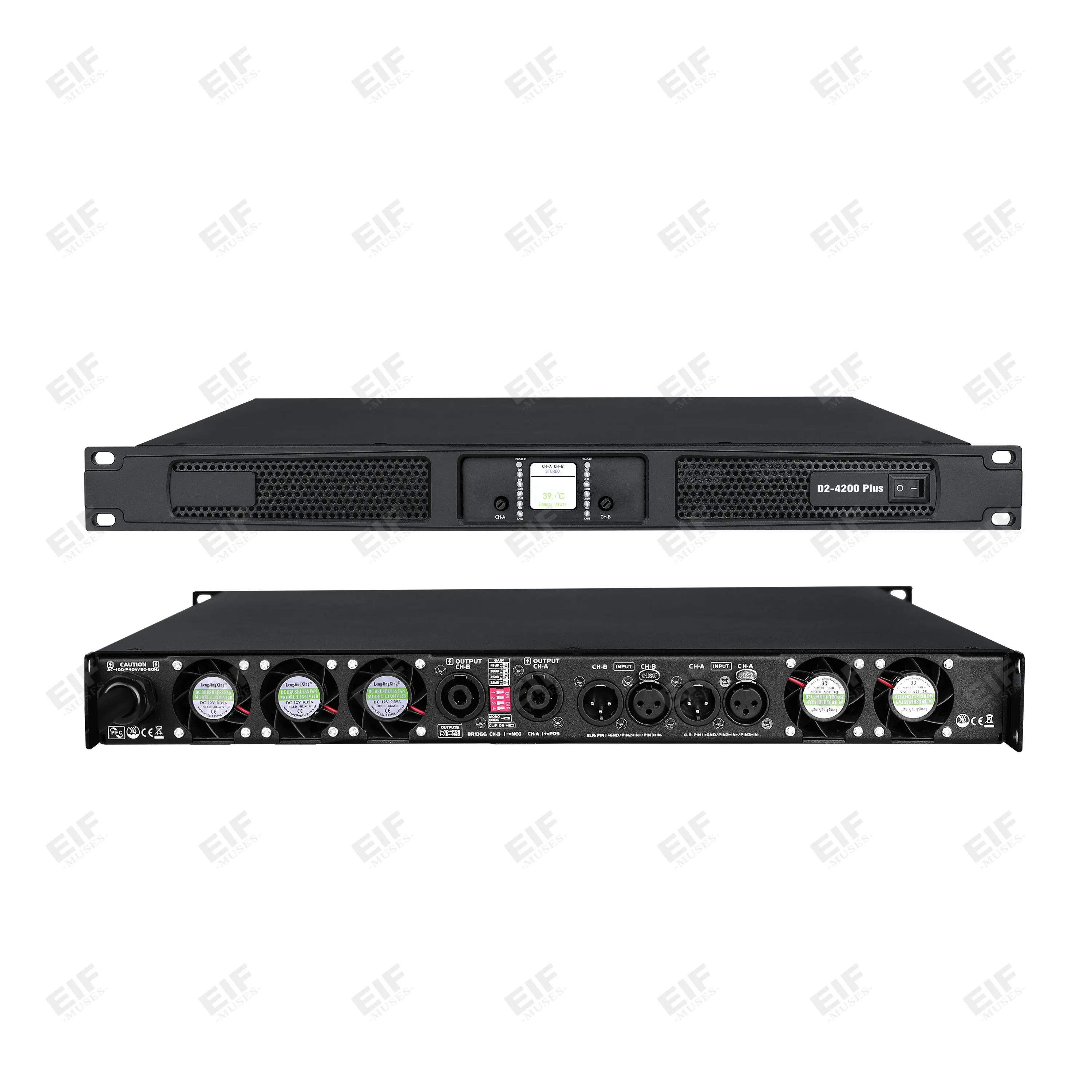 Dual Channel High Power Amplifier 8/4/2Ohm DJ Stage Professional Audio Amp