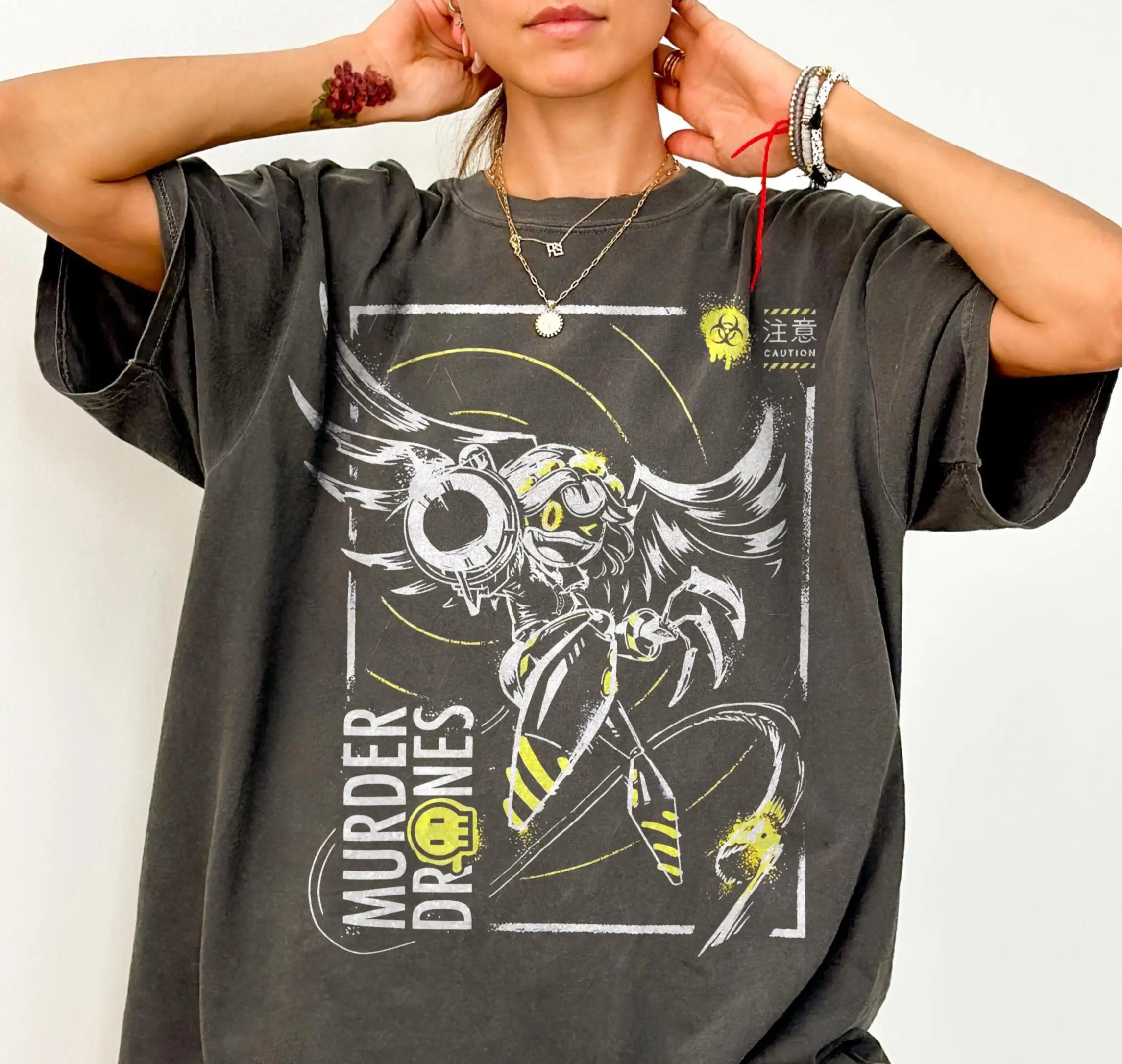 Murder Drone V-shirt, Drone Animation T-shirt Printed Pattern Men's and Women's Short Sleeves
