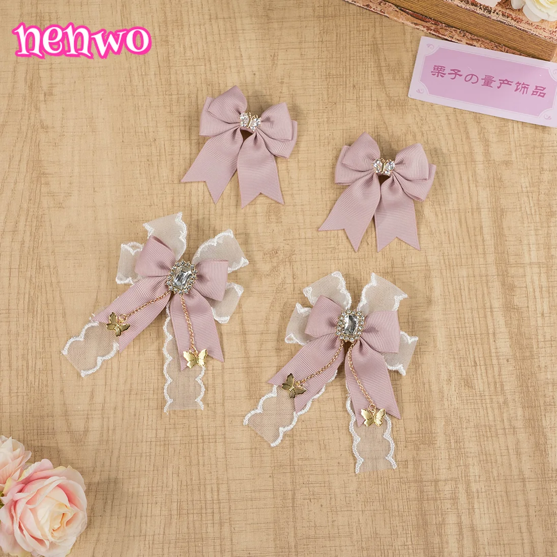 

Заколки для волос в стиле японской Лолиты, милый кружевной головной убор, квадратный кружевной бант со стразами, заколки для волос для девочек, аксессуары Para Cabello Pince Cheveux