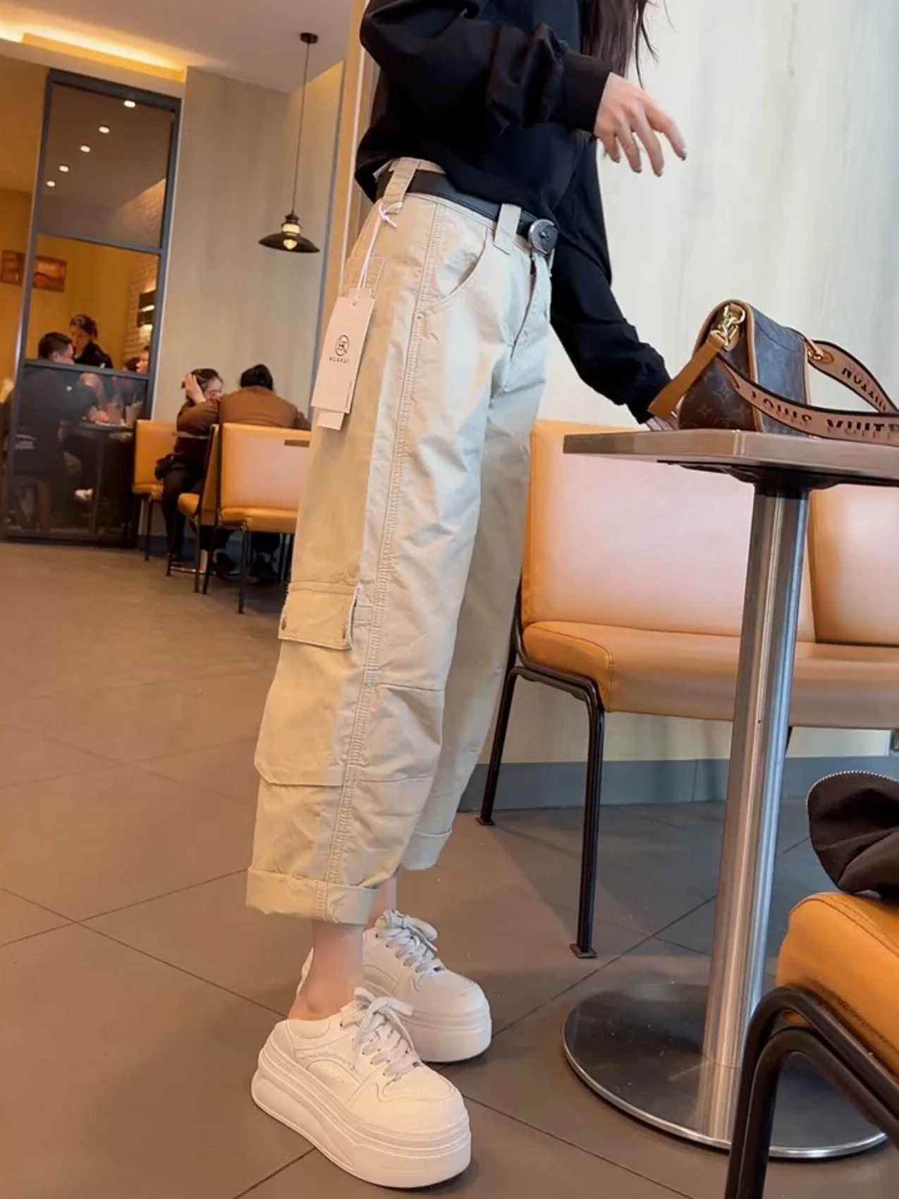 

Loose Wide Leg Workwear Pants High Waist Cargo Trousers Multi Pocket Casual Jeans for Women Summer Fashion Korean Style