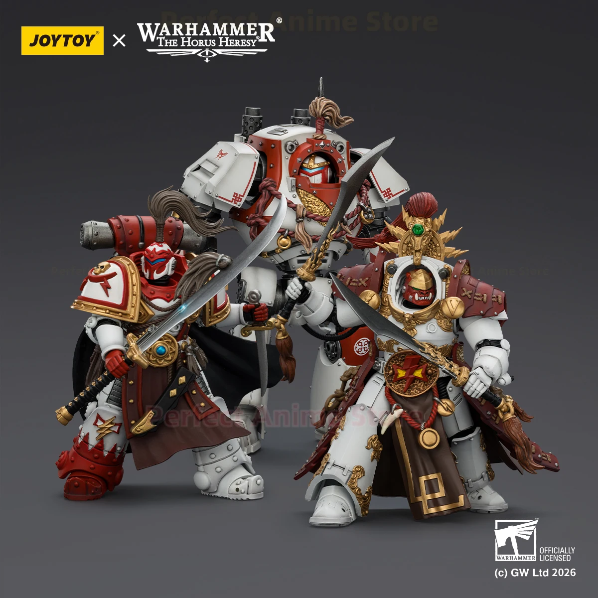 

JOYTOY Warhammer 40K White Scar Legion Qin Xia-Khan Guards Commander Equipped with Dragon Tail Dual Swords 1/18 Action Figure