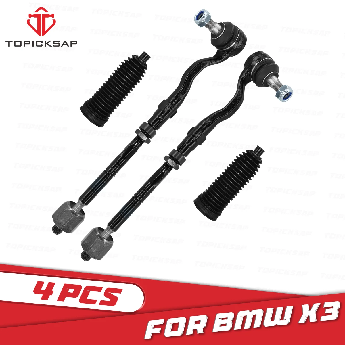 

TOPICKSAP 4pcs Front Steering Tie Rod Head Assembly Boots Kits for BMW X3 Series F25 2011-2017 X4 F26 32106787472 32106870519