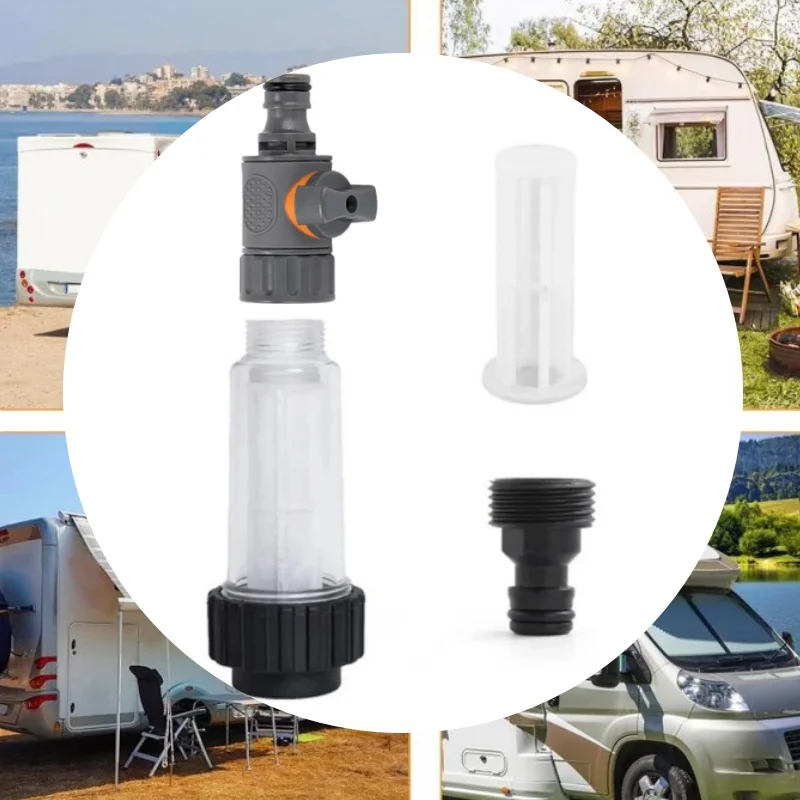 

1set RV Water Filter Kit Pre-Filter With Spare Filters Quick Adapter High Efficiency Filtration For Caravan Motorhome Campervan