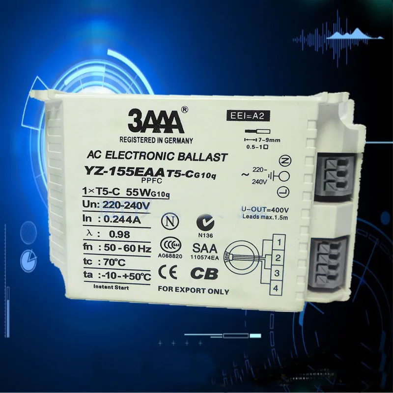 3AAA YZ-155EAA T5-C  AC 220-240V  Fluorescent Lamp 55W Electronic Ballast for T5 Ring Lamp Standard Reator