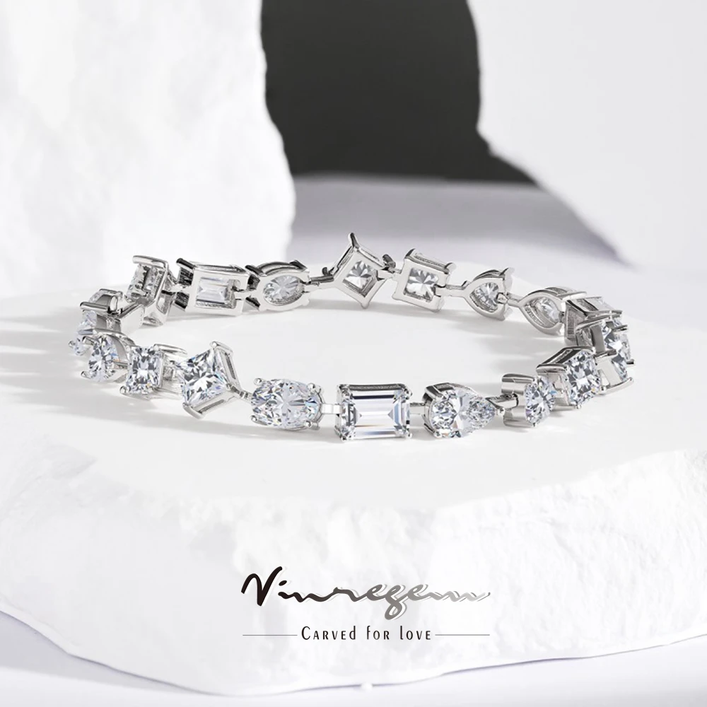 Vinregem Lab Created Sapphire Gemstone Women Bracelets Sparkling 925 Sterling Silver Anniversary Gifts Fine Jewelry Wholesale