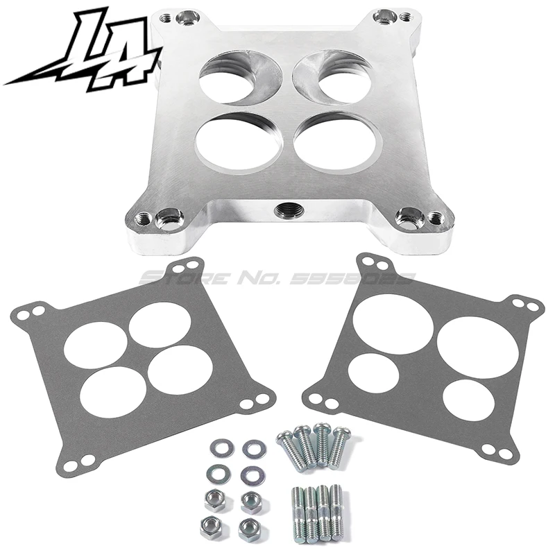 Edelbrock 2696 Carburetor Manifold Adapter Four-Hole Square-Bore To Spread-Bore Replacement For Quadrajet Thermo-Quad Manifolds,