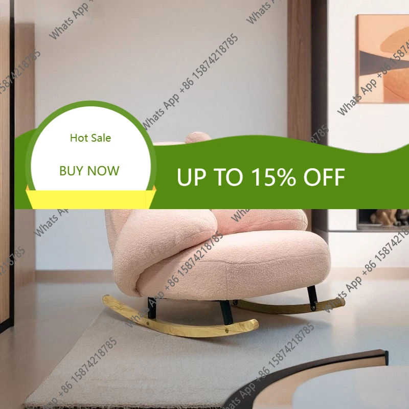X Bear Hug Rocking Chair Cute Teddy Armchair Soft Lamb Wool Upholstered Rocker Comfy Nursery Lounge Chair For Living Room Bedroo