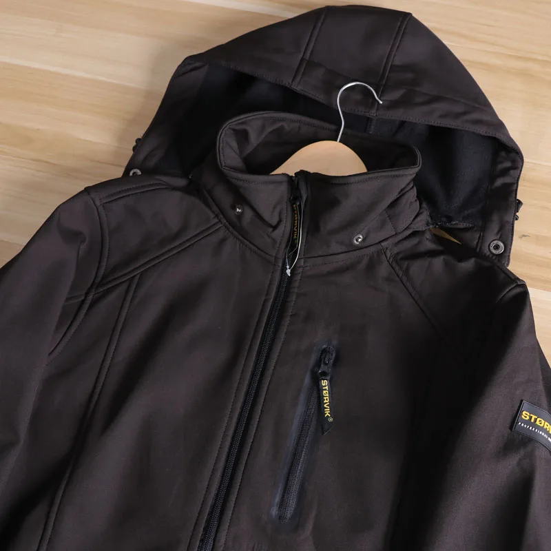 

Men's Outdoor Casual Fce-Lined Hooded Softell Jaet Windproof Wear-resistant Spring Autumn Stand Fit Faion Urban