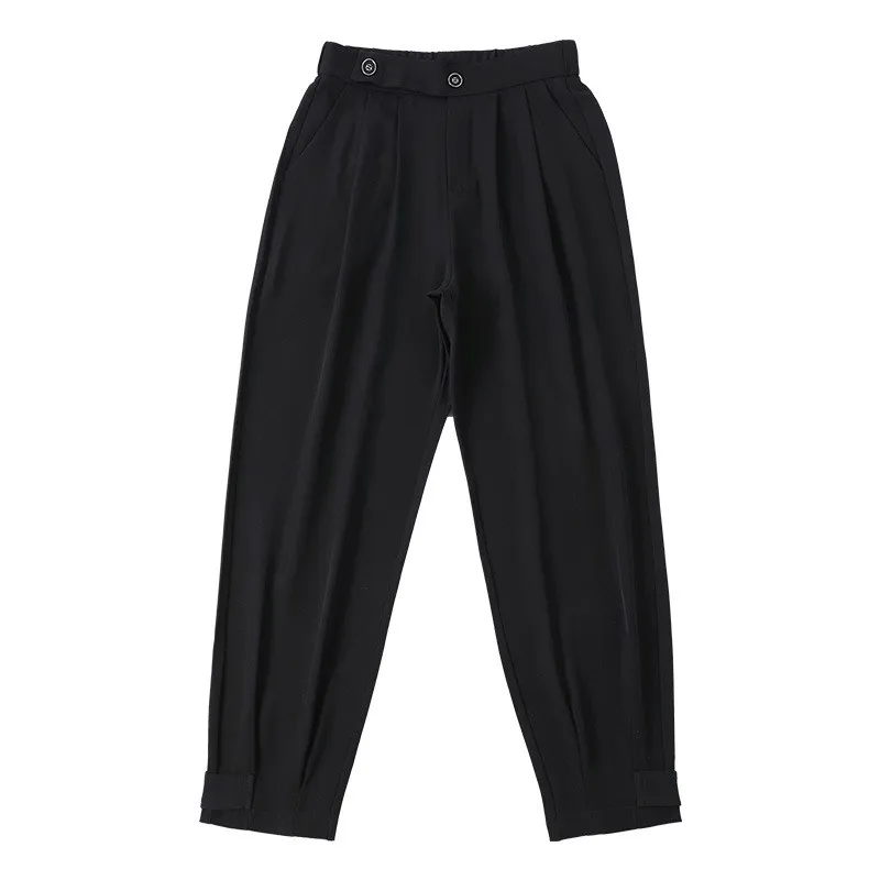 Hoge Taille Vrouwen Pak Broek Losse Bla Afslanken Drapey Negen-Tenths Harlan Casual Broek Kleine Stature E Tube broek