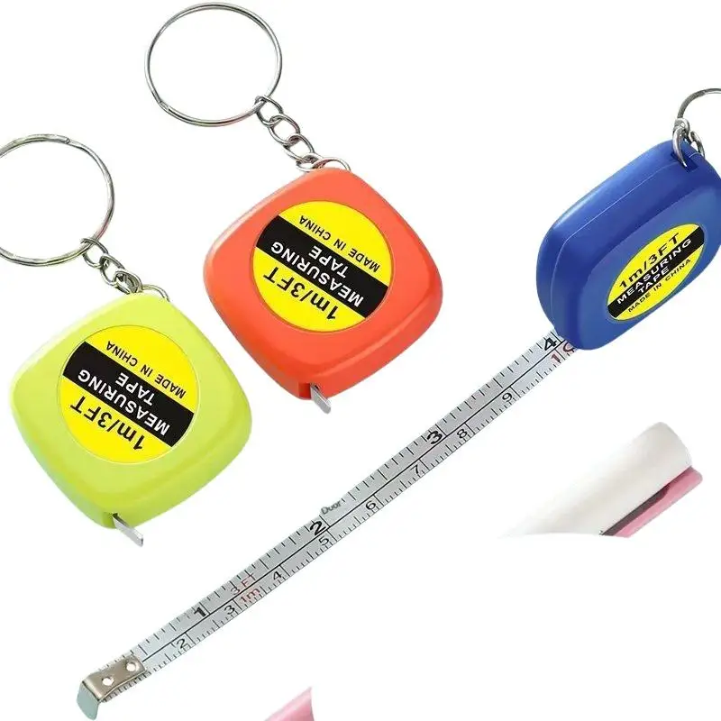 Mini Retractable Measuring Tape 1M 3FT Compact Easy Carry with Keychain for Travel Luggage Size Check