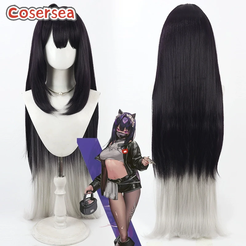 

Cosersea Sin Cosplay Wigs Nikke The Goddess Of Victory Sin 100cm Long Black Mixed Silver Gray Wig Synthetic Hair Heat Resistant