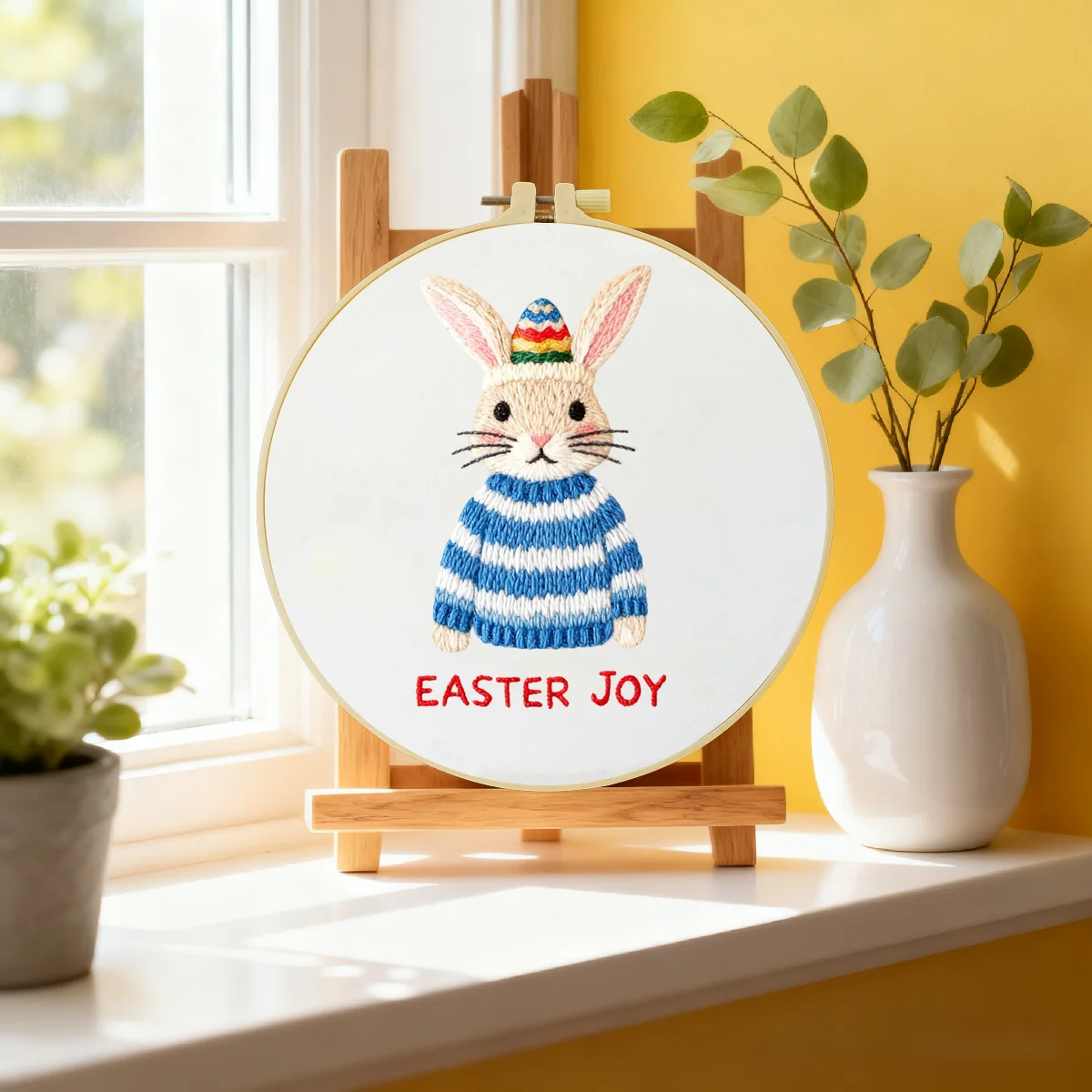 1 Stück 20X20CM/15X15CM 7,87/6,3 Zoll Kaninchen-Stickerei-Starter-Kit DIY-Kit DIY-Stickerei-Set Handarbeiten Heimdekoration Nadelkunst – Detail 1