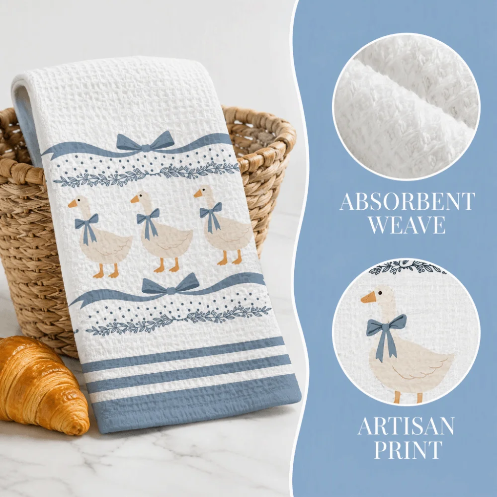 2pcs 16X24 Inches Decorative Hand Towels Quick Dry Absorbent Hanging Kitchen Towels Lemon Vase Bow Tie Goose Dish Towels