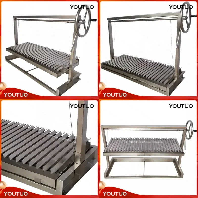 for Santa Maria Grill Built in Brick BBQ DIY Cooking Grill Argentine Barbecue V Grate Adjustable Height