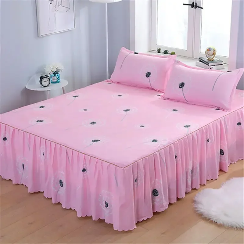 Stylish Single-piece Bed Circumference Skirt, Korean Version Bedspread & Coverlet, Fade-Resistant Design