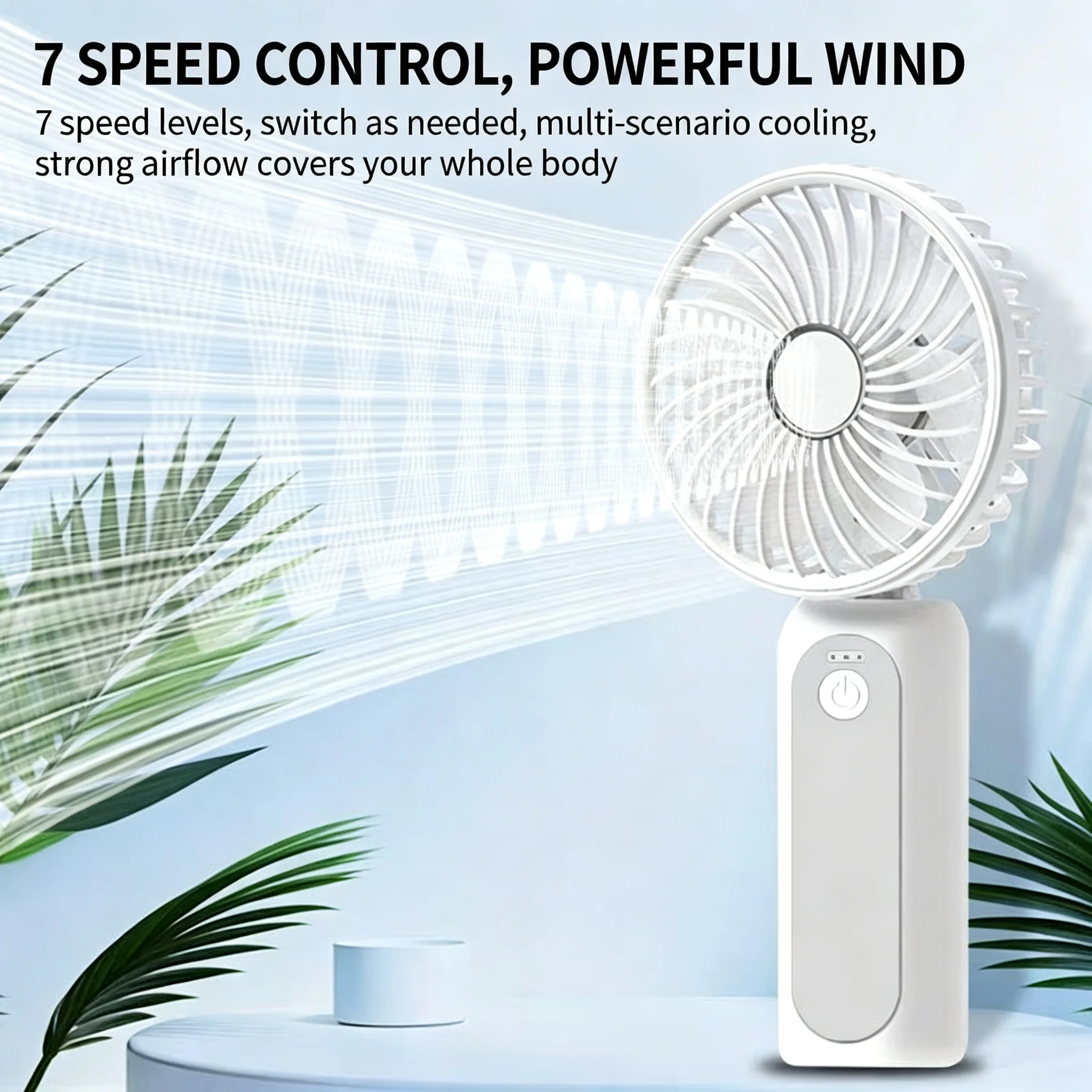 M2 Summer Handheld Fan,4000mAh Detachable Battery,1503 RC Brushless Motor,7-Speed