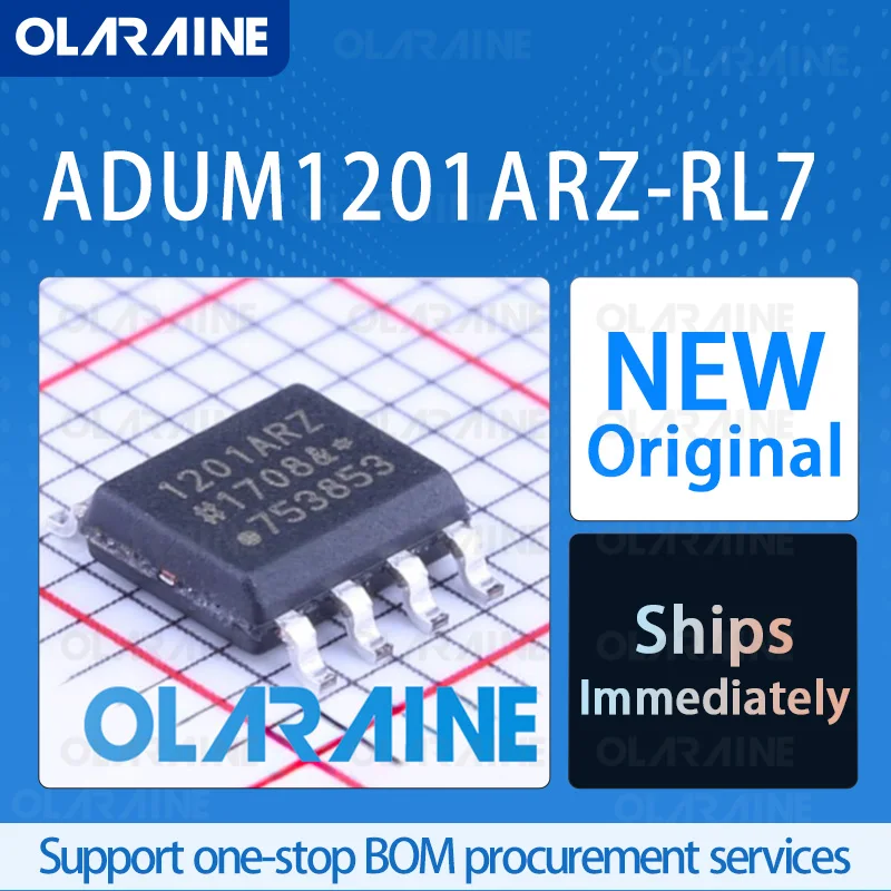 

1/5/10Pcs ADUM1201ARZ-RL7 SOIC-8 original ic chip Digital isolators RoHS 2 Channel Data rate 25 Mb/s Voltage -5.5 V Olaraine