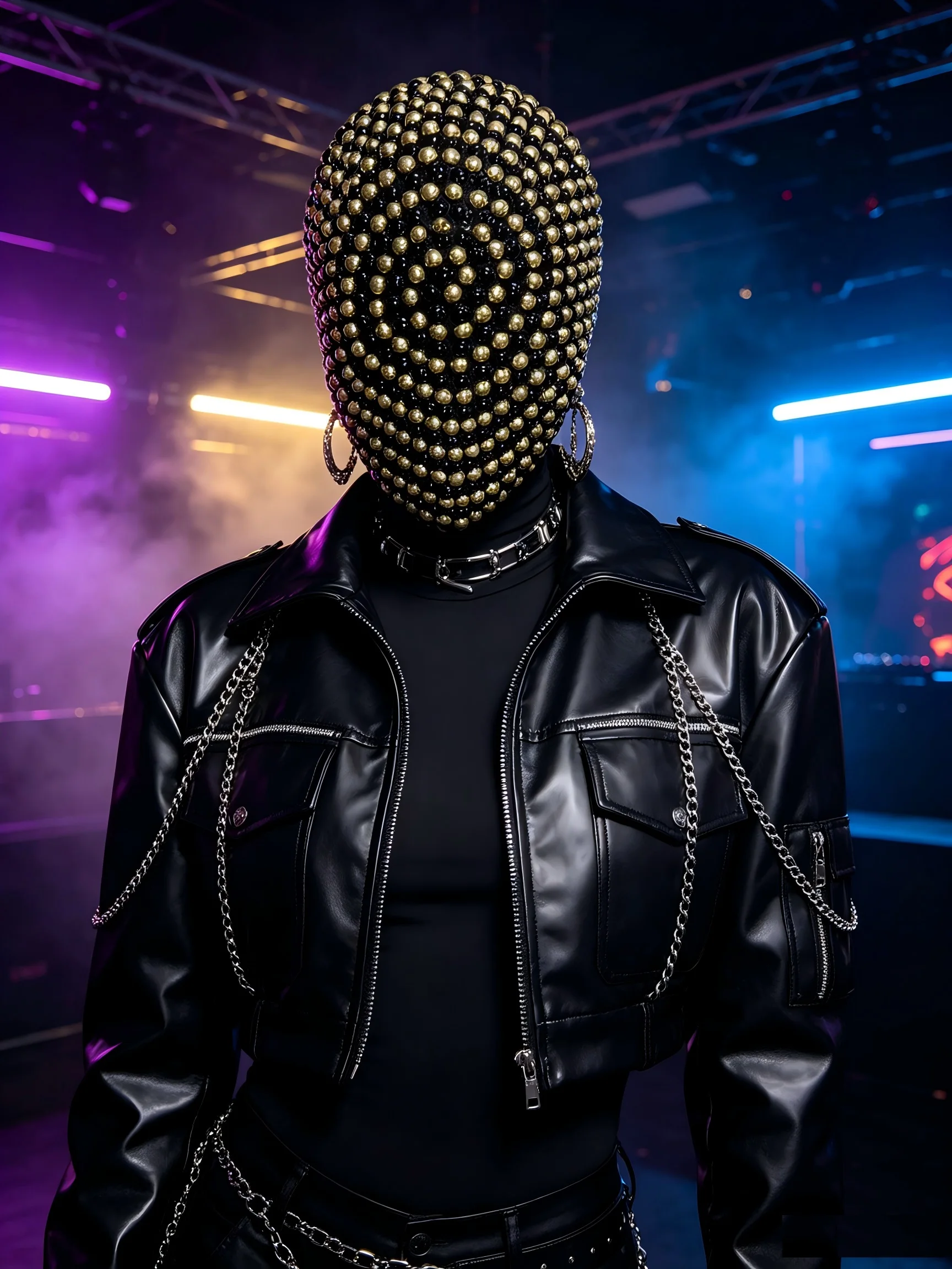 Nightclub DJ Singer Dancer Stage Performance Accessories Halloween Face Cover Male Female Mask Rivet Rhinestones Mask Headgear