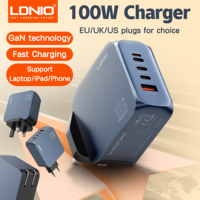 LDNIO GaN 100W USB C Charger 4 Port Compact Wall Charger Power Adapter For MacBook Pro/Air, iPad, iPhone 16 ,Galaxy ,Laptop