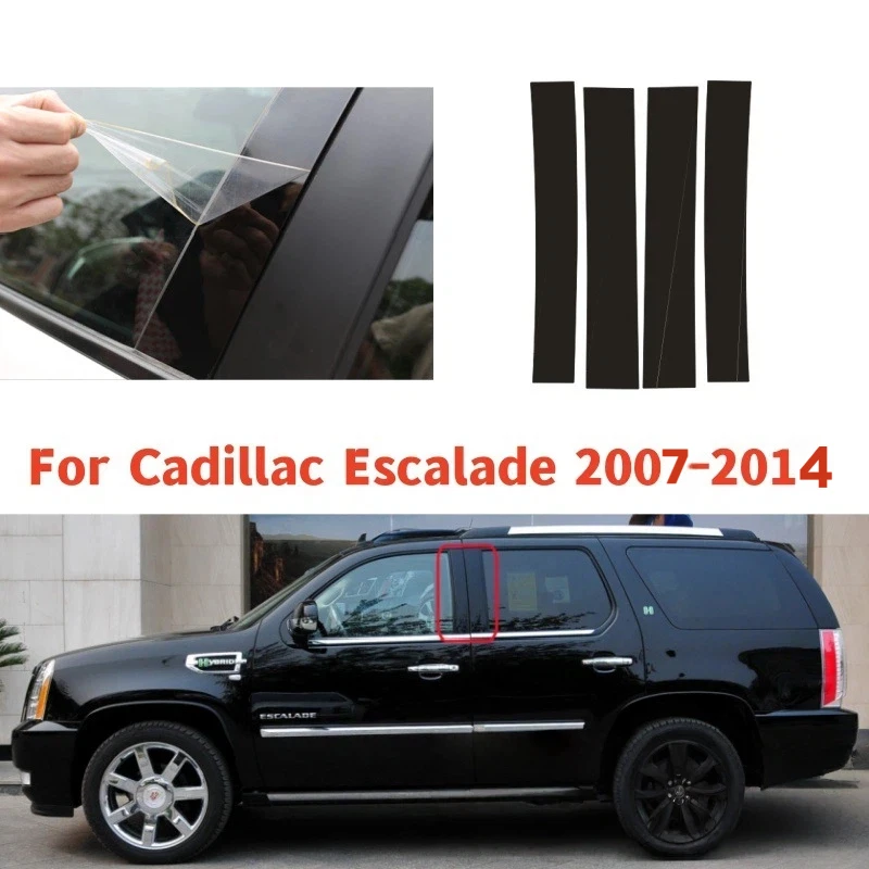 

For Cadillac Escalade 2007-2014 4PCS Window Trim Covers Center Film Column B C Pillar Posts Sticker Car Accessories