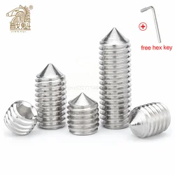 10-50pcs Hex hexagon socket set screw cone point grub screw M2 M2.5 M3 M4 M5 M6 M8 M10 304 stainless steel set screw DIN914