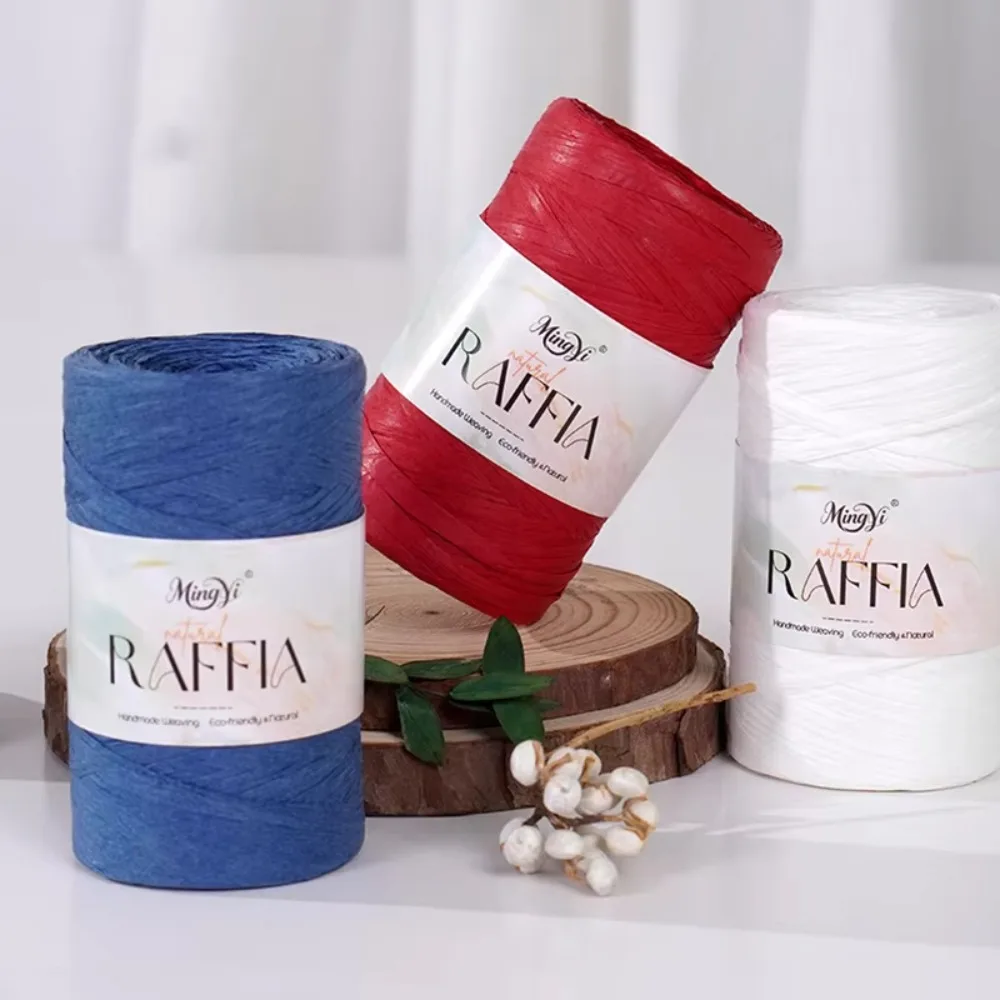 DIY Multi-Colored Raffia Yarn DIY Hand-Knitted Lafite Grass Rope Raffia Cord Knitting Hats Bag